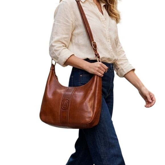 Marino Orlandi Handbags - Marino Orlandi Leather Hobo Shoulder Bag Large Brown Italian Designer Luxury